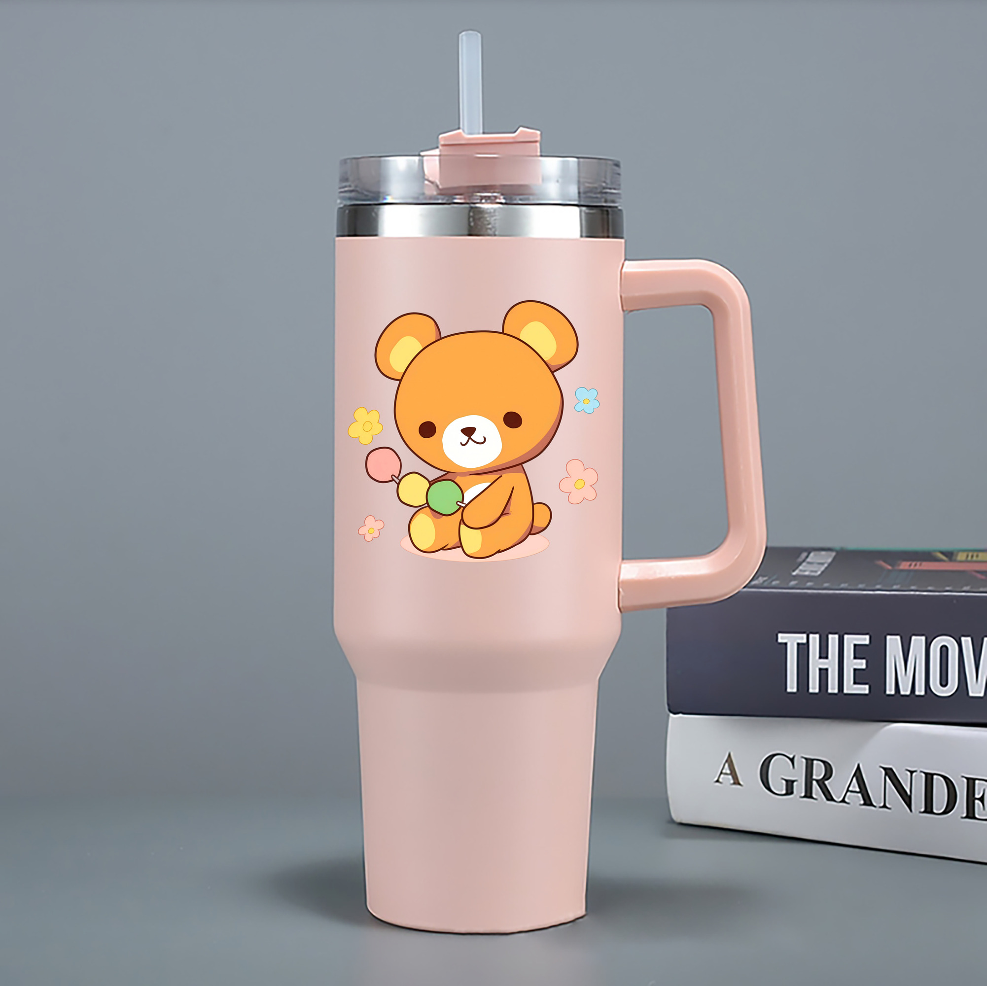 （画像用） リラックマ リラックマ キイロイトリ Rilakkuma Korilakkuma Kiiroitori 1200mL車用タンブラー - クリスタルステッカー（プラスチックストロー付き）